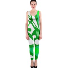 White And Green Decor Onepiece Catsuit by Valentinaart