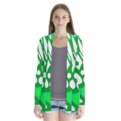 White And Green Decor Drape Collar Cardigan by Valentinaart