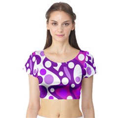 Purple And White Decor Short Sleeve Crop Top (tight Fit) by Valentinaart