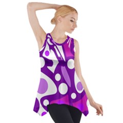 Purple And White Decor Side Drop Tank Tunic