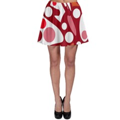 Red And White Decor Skater Skirt by Valentinaart