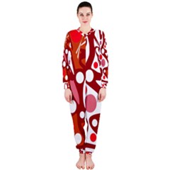 Red And White Decor Onepiece Jumpsuit (ladies)  by Valentinaart