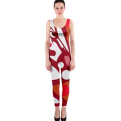 Red And White Decor Onepiece Catsuit by Valentinaart