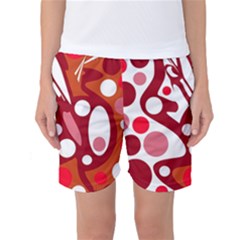 Red And White Decor Women s Basketball Shorts by Valentinaart