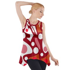 Red And White Decor Side Drop Tank Tunic by Valentinaart