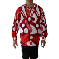 Red And White Decor Hooded Wind Breaker (kids) by Valentinaart