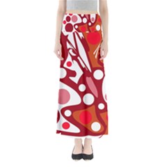 Red And White Decor Maxi Skirts by Valentinaart