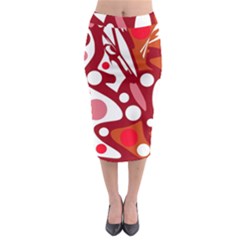 Red And White Decor Midi Pencil Skirt by Valentinaart