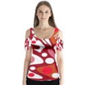 Red and white decor Butterfly Sleeve Cutout Tee  View1