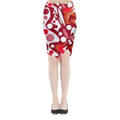 Red And White Decor Midi Wrap Pencil Skirt by Valentinaart