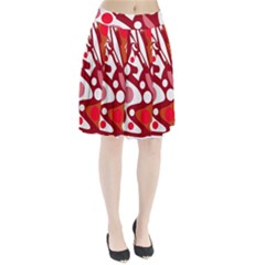 Red And White Decor Pleated Skirt by Valentinaart