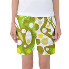 Green And Yellow Decor Women s Basketball Shorts by Valentinaart