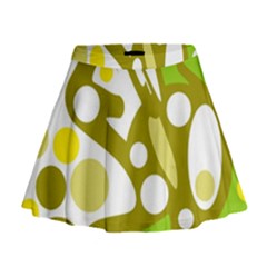 Green And Yellow Decor Mini Flare Skirt by Valentinaart