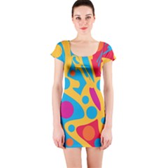 Colorful Decor Short Sleeve Bodycon Dress