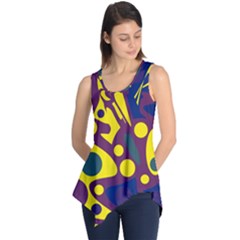 Deep Blue And Yellow Decor Sleeveless Tunic by Valentinaart