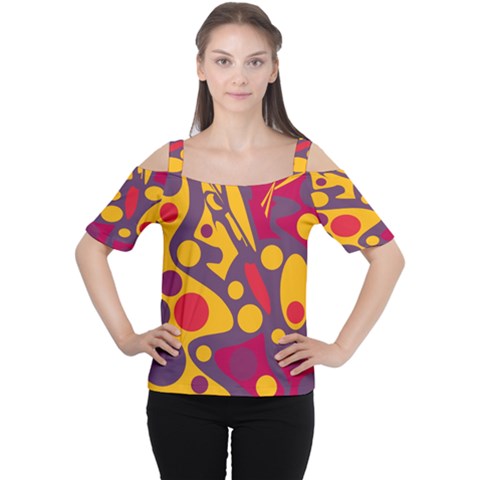 Colorful Chaos Women s Cutout Shoulder Tee by Valentinaart