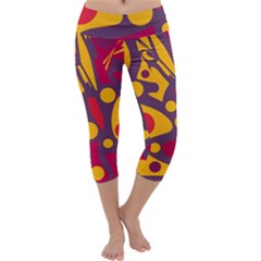 Colorful Chaos Capri Yoga Leggings by Valentinaart