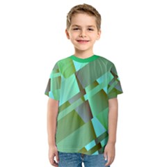 Retro Pastel Green Modern Abstract Kid s Sport Mesh Tee