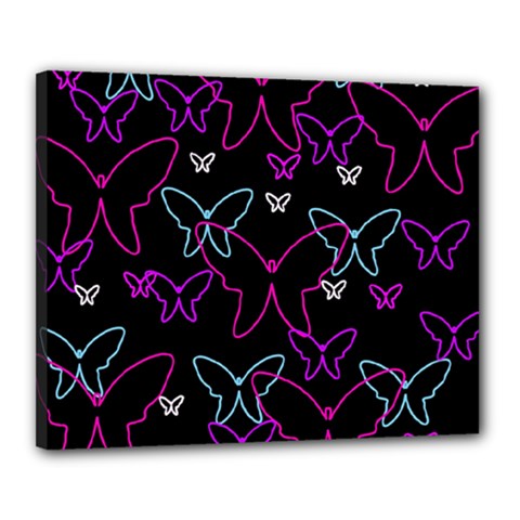 Purple Butterflies Pattern Canvas 20  X 16  by Valentinaart