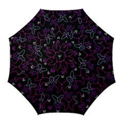 Purple Butterflies Pattern Golf Umbrellas by Valentinaart