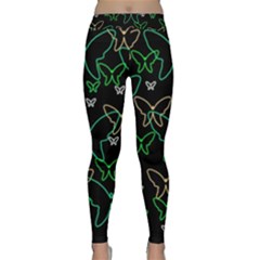 Green Butterflies Yoga Leggings  by Valentinaart