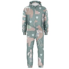 Bear Ruding Unicycle Unique Pop Art All Over Print Hooded Jumpsuit (men) 