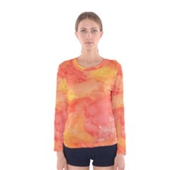 Watercolor Yellow Fall Autumn Real Paint Texture Artists Women s Long Sleeve Tee