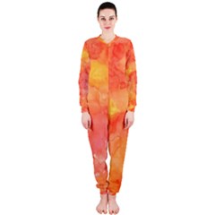 Watercolor Yellow Fall Autumn Real Paint Texture Artists Onepiece Jumpsuit (ladies)  by CraftyLittleNodes