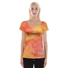 Watercolor Yellow Fall Autumn Real Paint Texture Artists Women s Cap Sleeve Top by CraftyLittleNodes