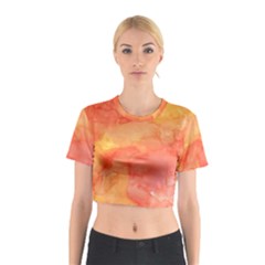 Watercolor Yellow Fall Autumn Real Paint Texture Artists Cotton Crop Top by CraftyLittleNodes