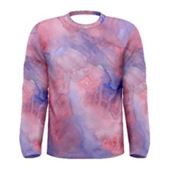 Galaxy Cotton Candy Pink And Blue Watercolor  Men s Long Sleeve Tee