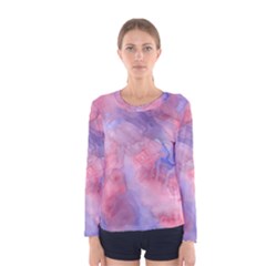 Galaxy Cotton Candy Pink And Blue Watercolor  Women s Long Sleeve Tee