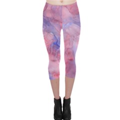 Galaxy Cotton Candy Pink And Blue Watercolor  Capri Leggings  by CraftyLittleNodes