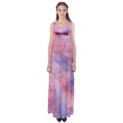 Galaxy Cotton Candy Pink And Blue Watercolor  Empire Waist Maxi Dress by CraftyLittleNodes