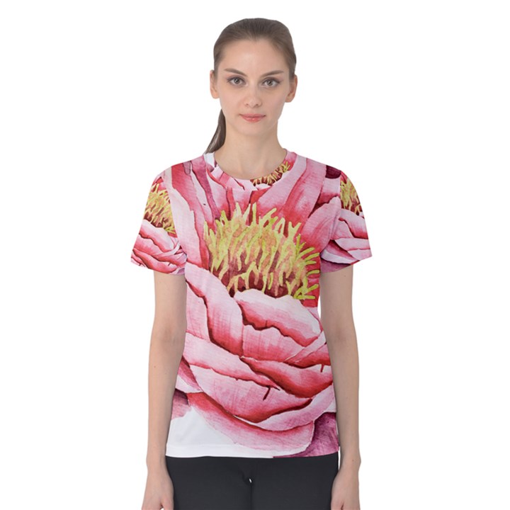 Large Flower Floral Pink Girly Graphic Women s Cotton Tee