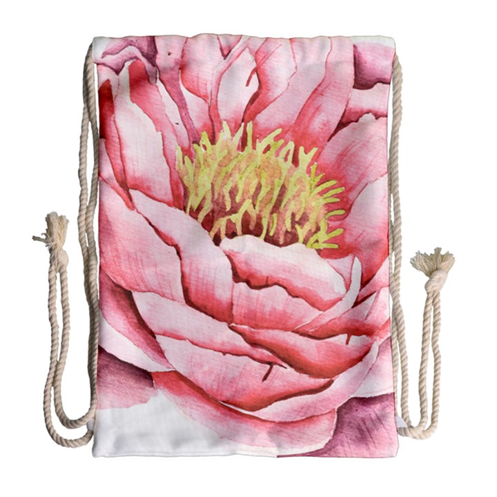 Large Flower Floral Pink Girly Graphic Drawstring Bag (Large)