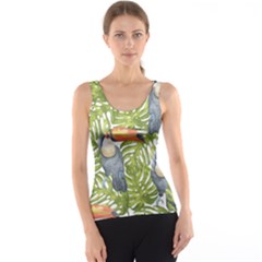 Tropical Print Leaves Birds Toucans Toucan Large Print Tank Top by CraftyLittleNodes