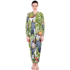 Tropical Print Leaves Birds Toucans Toucan Large Print Onepiece Jumpsuit (ladies) 