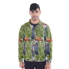 Tropical Print Leaves Birds Toucans Toucan Large Print Wind Breaker (men)