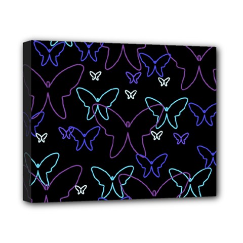 Blue Neon Butterflies Canvas 10  X 8  by Valentinaart