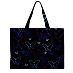 Blue Neon Butterflies Zipper Mini Tote Bag by Valentinaart