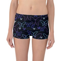 Blue Neon Butterflies Reversible Boyleg Bikini Bottoms by Valentinaart