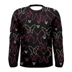 Pink Neon Butterflies Men s Long Sleeve Tee by Valentinaart