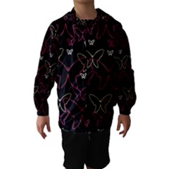 Pink Neon Butterflies Hooded Wind Breaker (kids) by Valentinaart