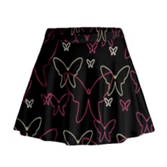 Pink Neon Butterflies Mini Flare Skirt by Valentinaart