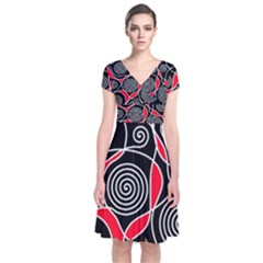 Hypnotic Design Short Sleeve Front Wrap Dress by Valentinaart