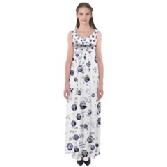 White And Deep Blue Soul Empire Waist Maxi Dress by Valentinaart