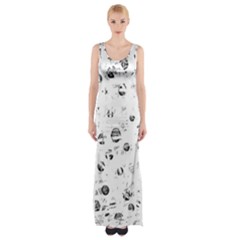 White And Gray Soul Maxi Thigh Split Dress by Valentinaart