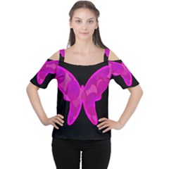 Purple Butterfly Women s Cutout Shoulder Tee