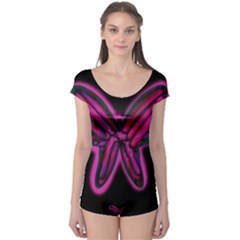 Purple Neon Butterfly Boyleg Leotard  by Valentinaart